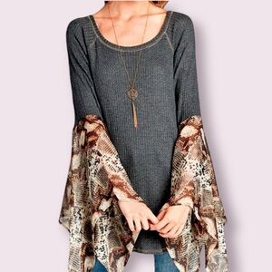 Hummingbird Waffle Knit Boho Top